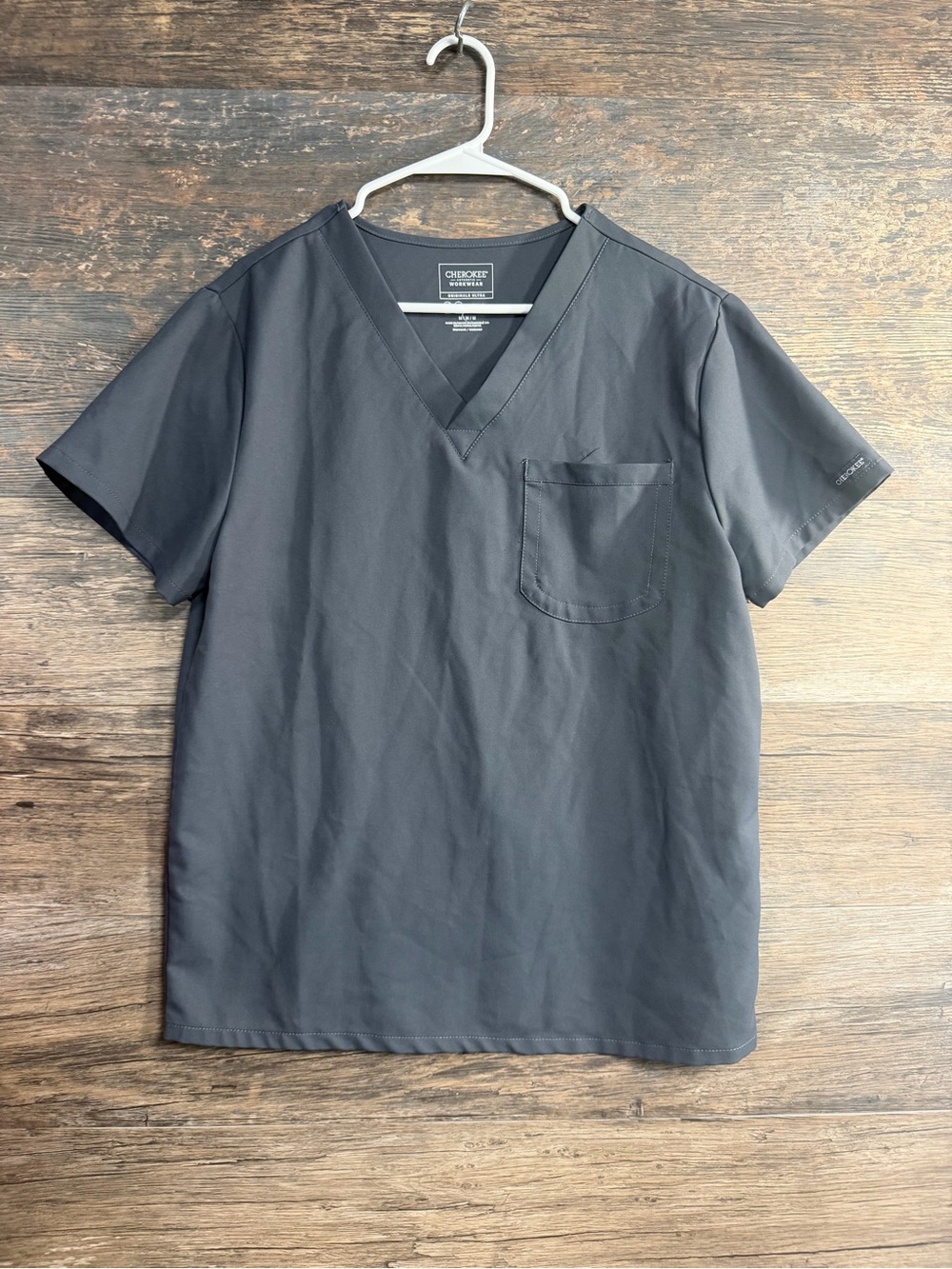 Cherokee Women’s V-Neck Short Sleeve Scrub Top - Charcoal Gray